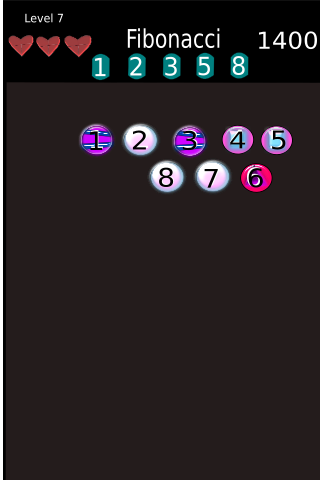 Game Screenshot with Fibonacci Sequence