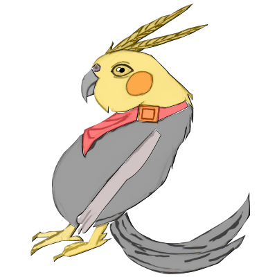 A side image of cockatiel bird named Vertias